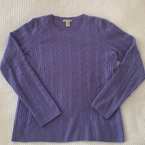 White + Warren Lavender Cashmere Cable Sweater